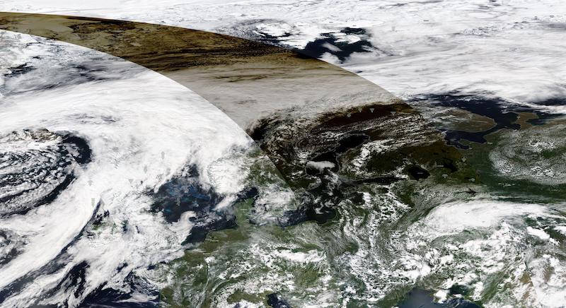 Partial Solar Eclipse on 10 June 2021 (MODIS/Aqua)