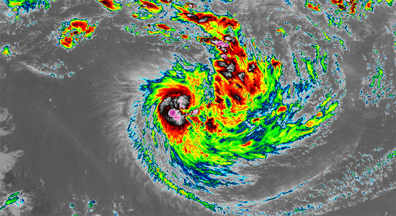 Tropical Cyclone Uesi approaching New Caledonia on 10 February 2020 (Himawari-8)