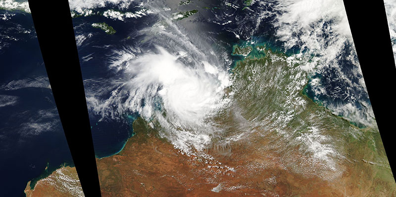 Tropical Storm Marcus over northern Australia on 18 March 2018 (MODIS/Aqua)