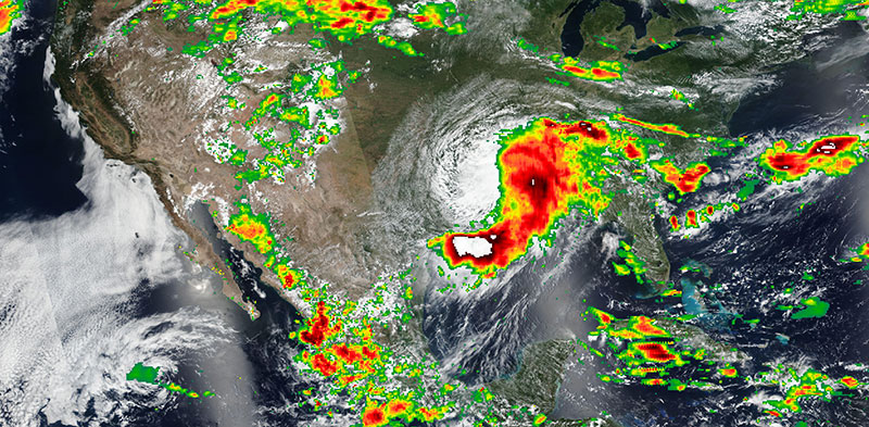 Tropical Storm Barry on the 14 July 2019 (Suomi-NPP/VIIRS and IMERG)