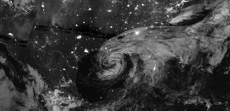 Tropical Storm Cristobal at Night on 7 June 2020 (Suomi NPP/VIIRS)
