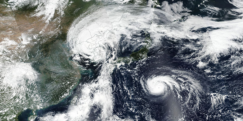 Typhoons Lingling and Faxai in Asia on 7 September 2019 (Suomi-NPP/VIIRS)
