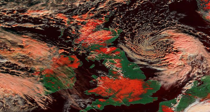 Snow in Great Britain on 25 January 2021 (MODIS/Terra)