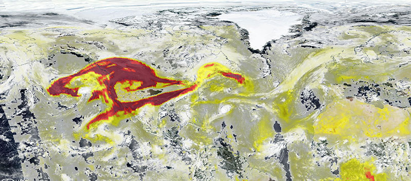 High Aerosol Index over USA on 13 September 2020 (Suomi NPP/OMPS)