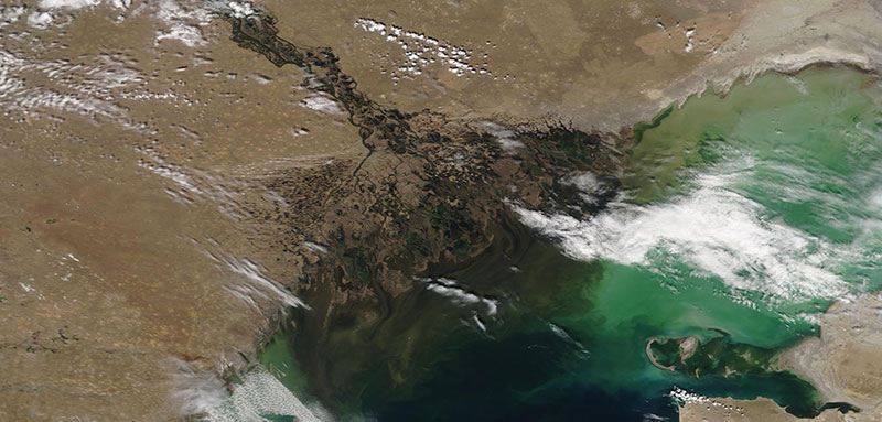 Volga Delta on 4 May 2020 (Terra/MODIS)