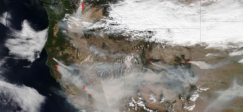 Fires across the Western USA on 7 September 2020 (NOAA-20/VIIRS)