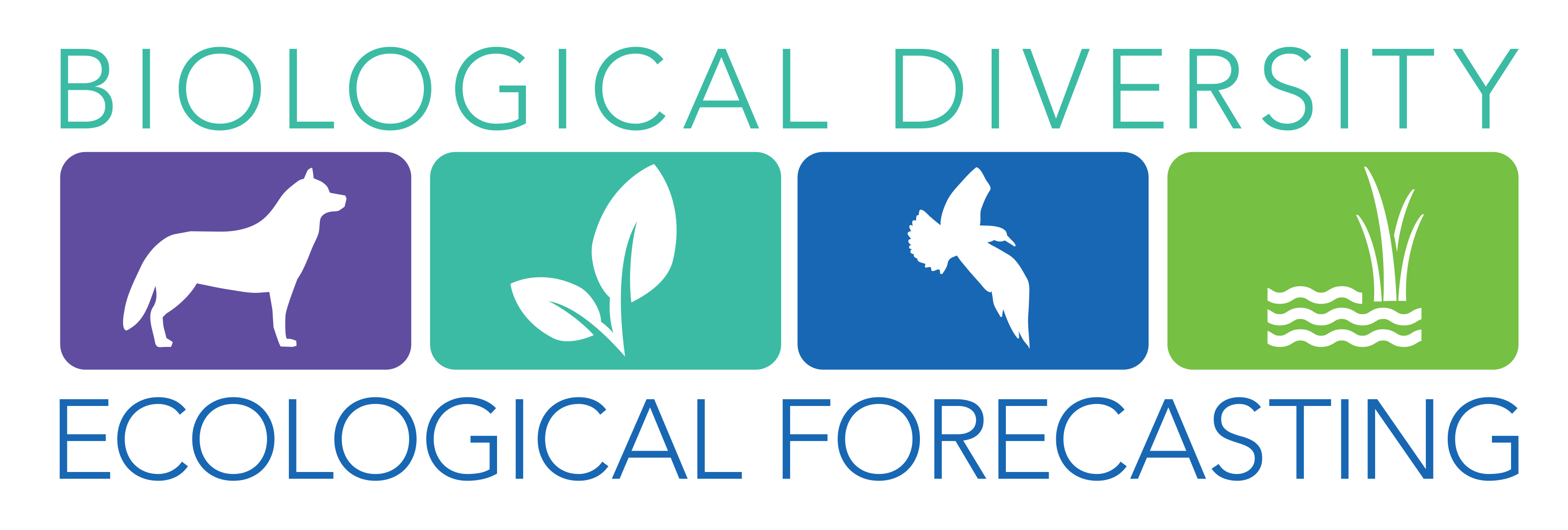 Biological Diversity and Ecological Forecasting Campaign logo , which contains images of a wolf, a leaf, a bird and aquatic vegetation