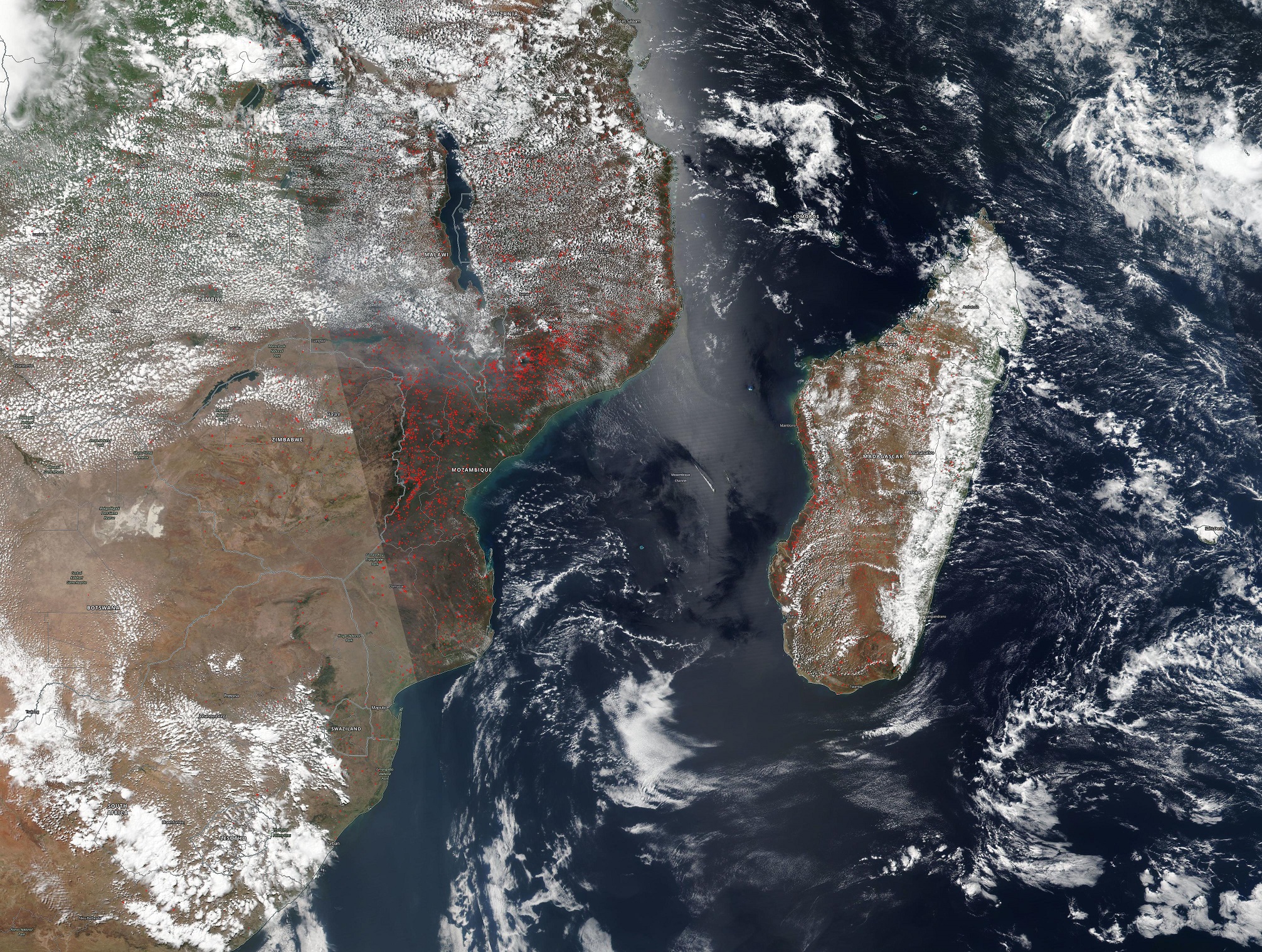 Fires Mozambique Madagascar